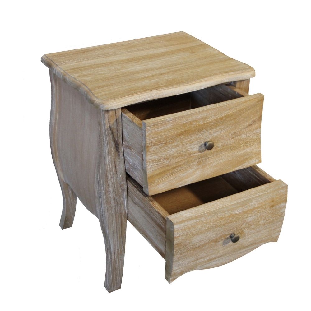 Sophia French Weathered Teak Bedside Table - CasaFenix