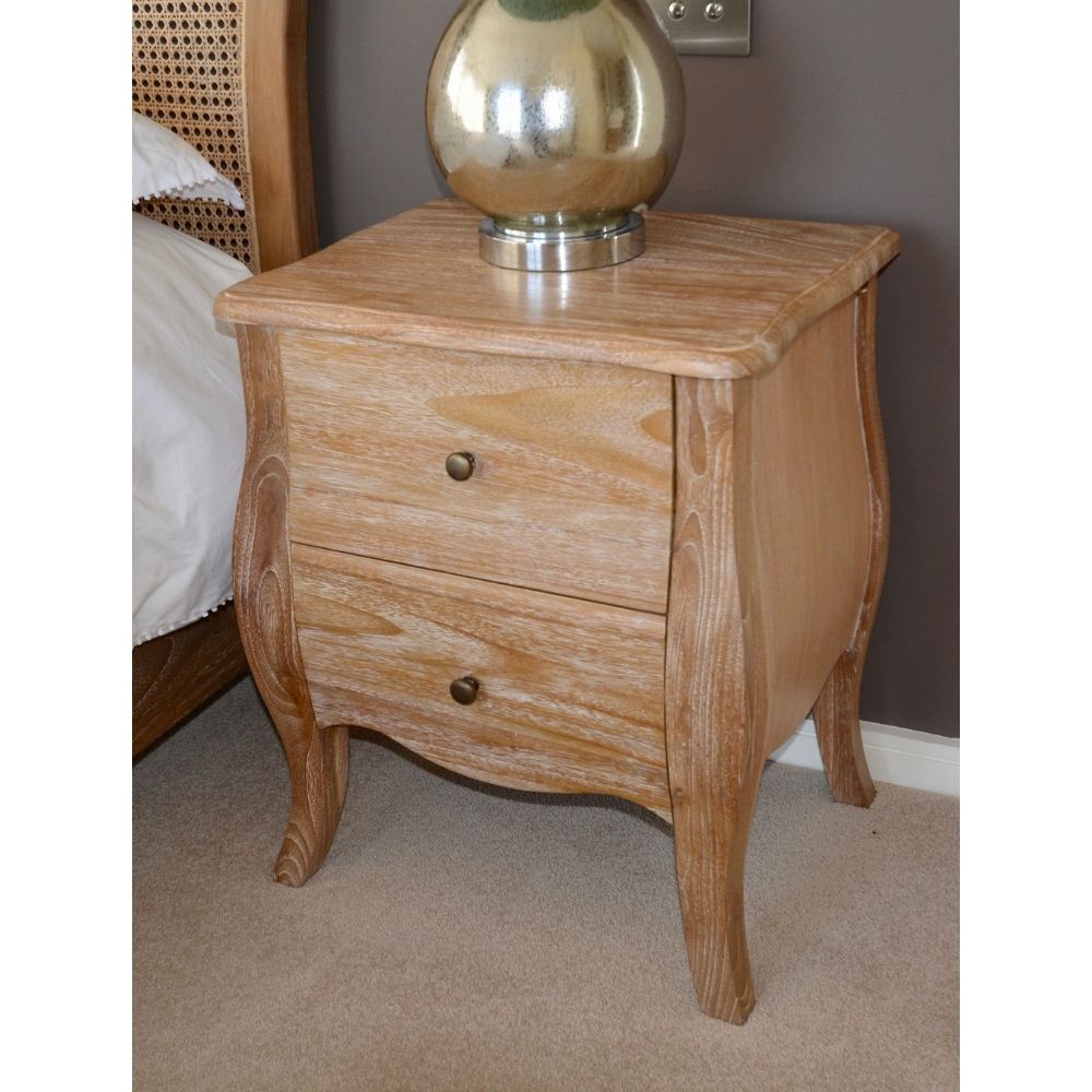 Sophia French Weathered Teak Bedside Table - CasaFenix